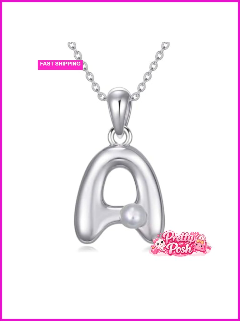 Sterling Silver Initial Pendant Necklace With Pearl